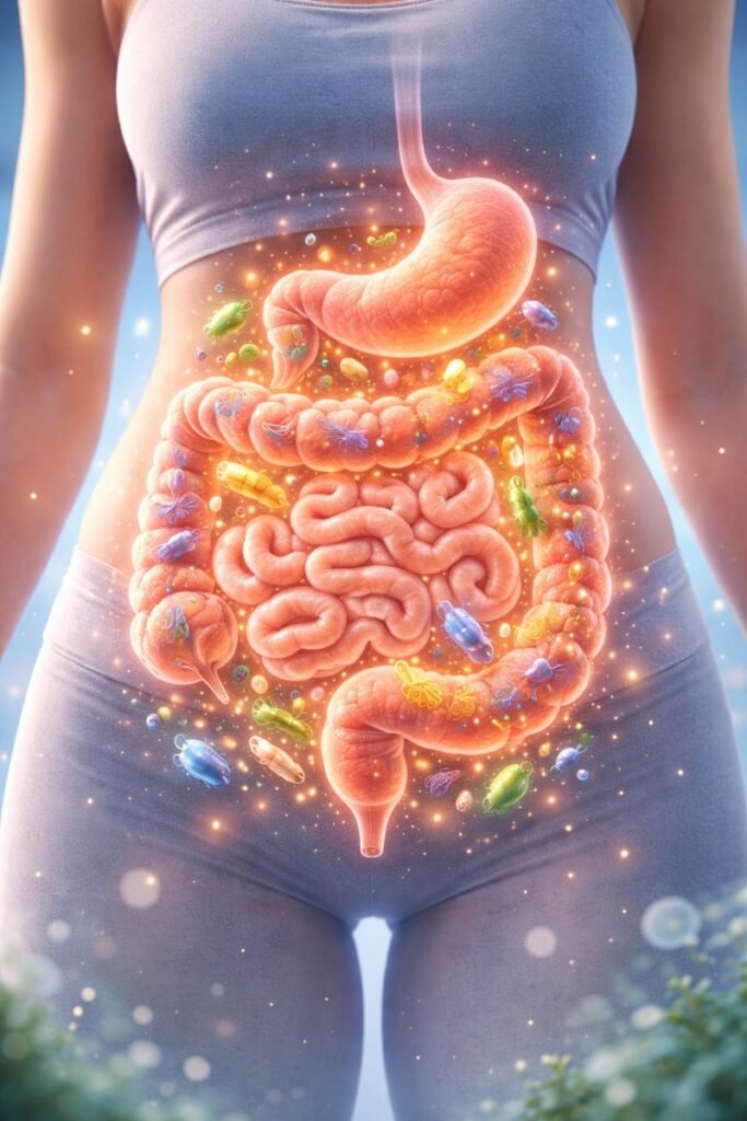 Simple illustration of mitochondria inside a human cell producing natural energy supported by the Mitolyn diet supplement