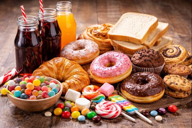 Variety of colorful sweets and pastries